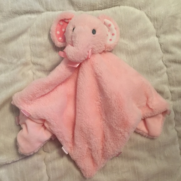 Kellytoy Pink Elephant Tags Baby Rattle Plush Security Blanket Lovey - Picture 1 of 5